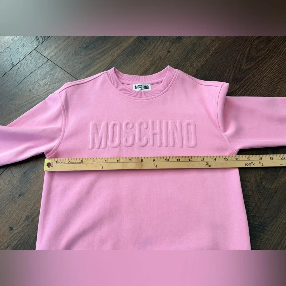 MOSCHINO Teen Logo Crewneck Sweatshirt Pink Size 12